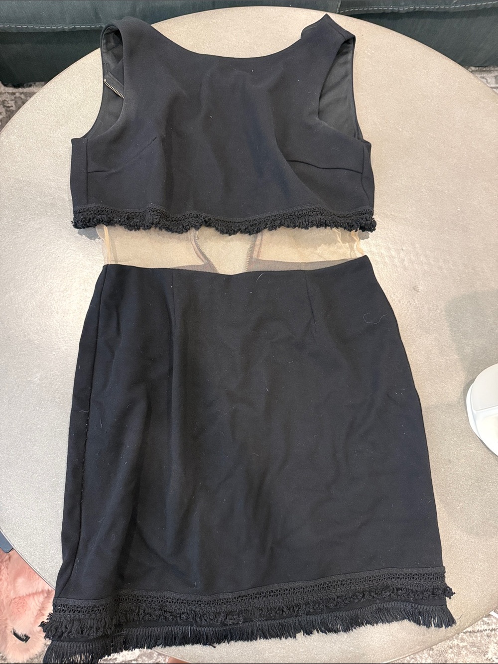 Bailey 44 Black Two-Piece Fringe Mini Dress